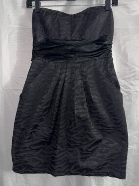 Speechless Black Strapless Jacquard Zebra-Pattern Cocktail Dress